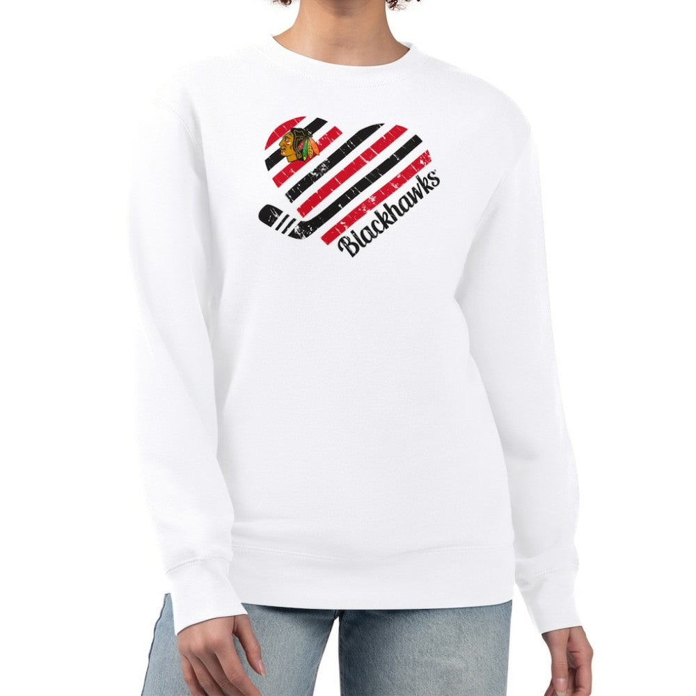 Chicago Blackhawks G-III 4Her by Carl Banks Women's Heart Graphic Pullover Sweatshirt - White - NHL