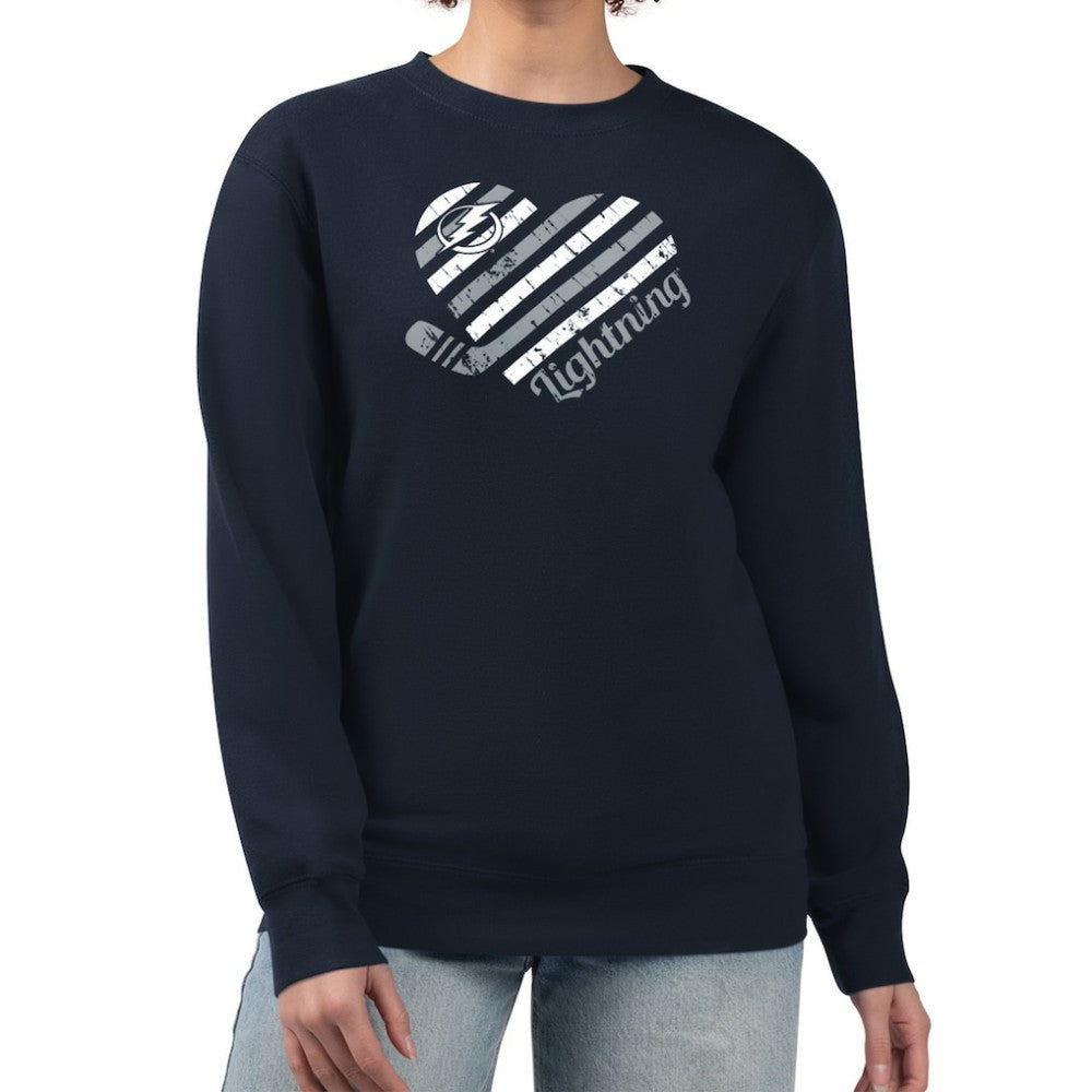 Tampa Bay Lightning G-III 4Her by Carl Banks Women's Heart Graphic Pullover Sweatshirt - Navy - NHL