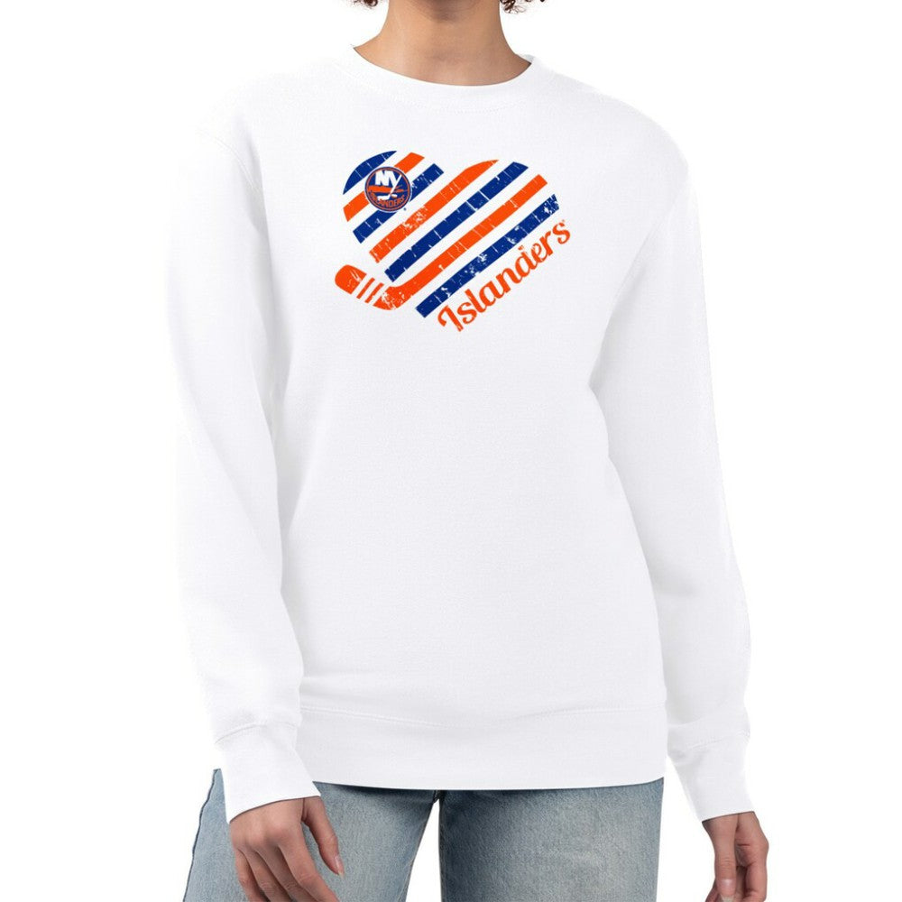 New York Islanders G-III 4Her by Carl Banks Women's Heart Graphic Pullover Sweatshirt - White - NHL