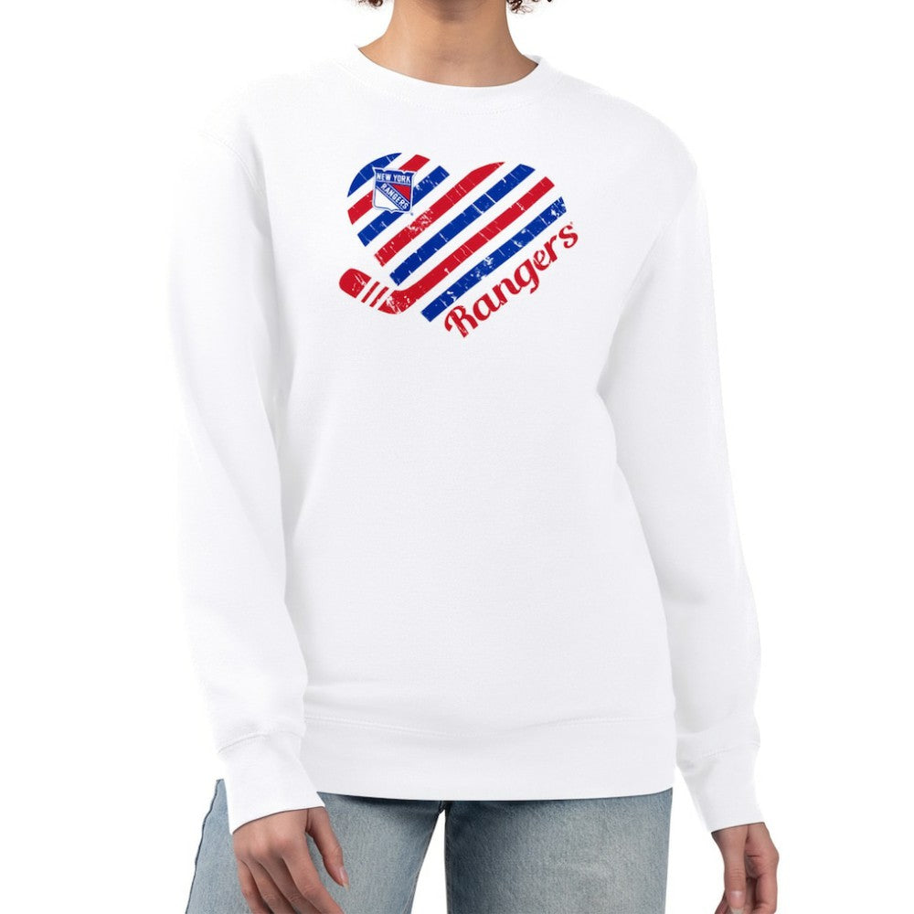 New York Rangers G-III 4Her by Carl Banks Women's Heart Graphic Pullover Sweatshirt - White - NHL