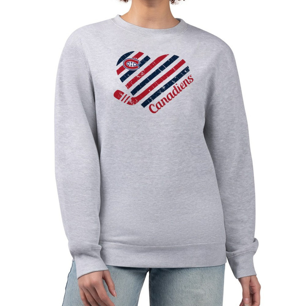 Montreal Canadiens G-III 4Her by Carl Banks Women's Heart Graphic Pullover Sweatshirt - Heather Gray - NHL