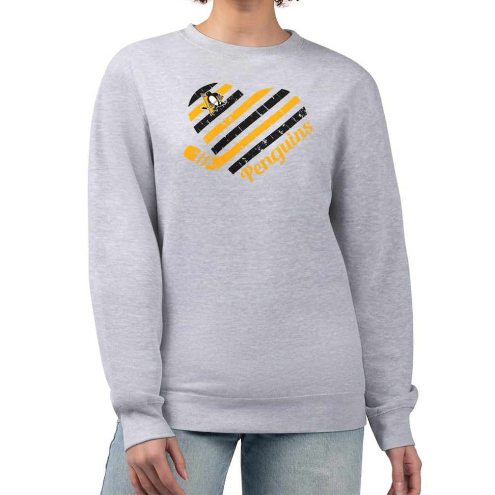 Pittsburgh Penguins G-III 4Her by Carl Banks Women's Heart Graphic Pullover Sweatshirt - Heather Gray - NHL