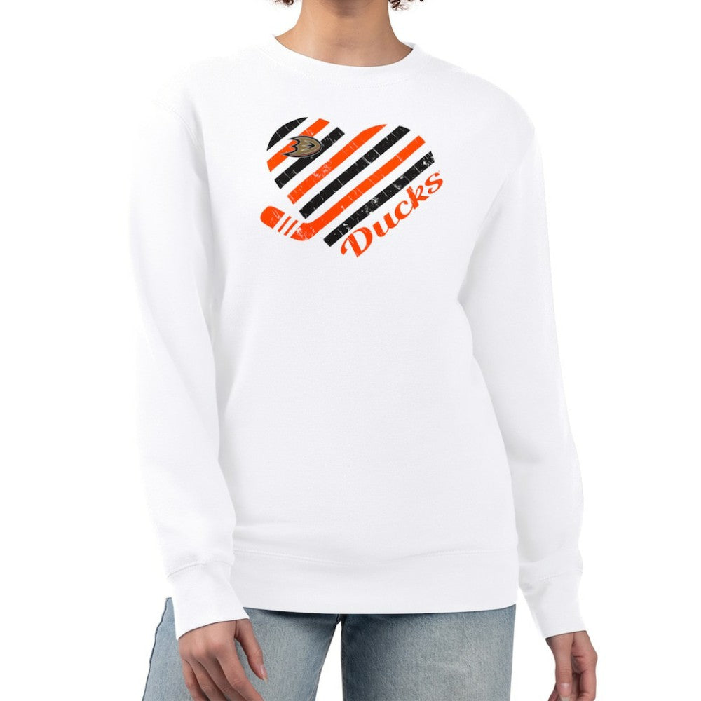 Anaheim Ducks G-III 4Her by Carl Banks Women's Heart Graphic Pullover Sweatshirt - White - NHL