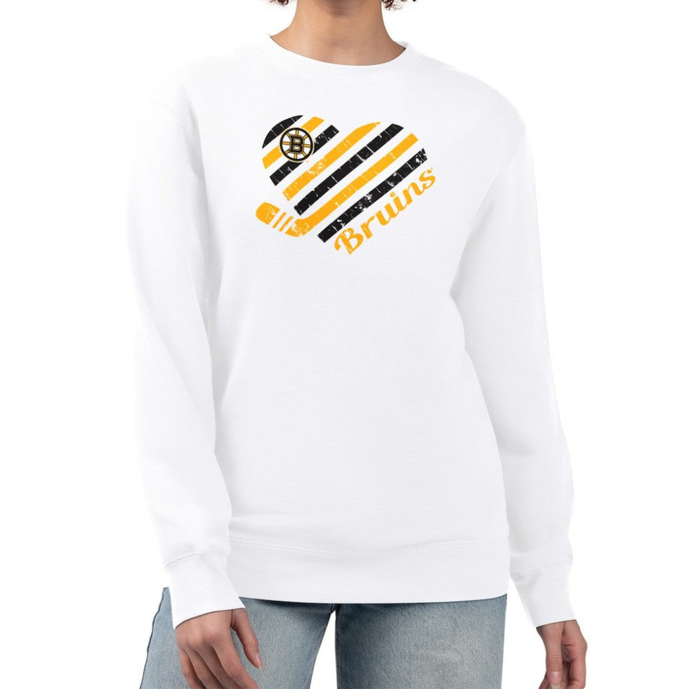 Boston Bruins G-III 4Her by Carl Banks Women's Heart Graphic Pullover Sweatshirt - White - NHL