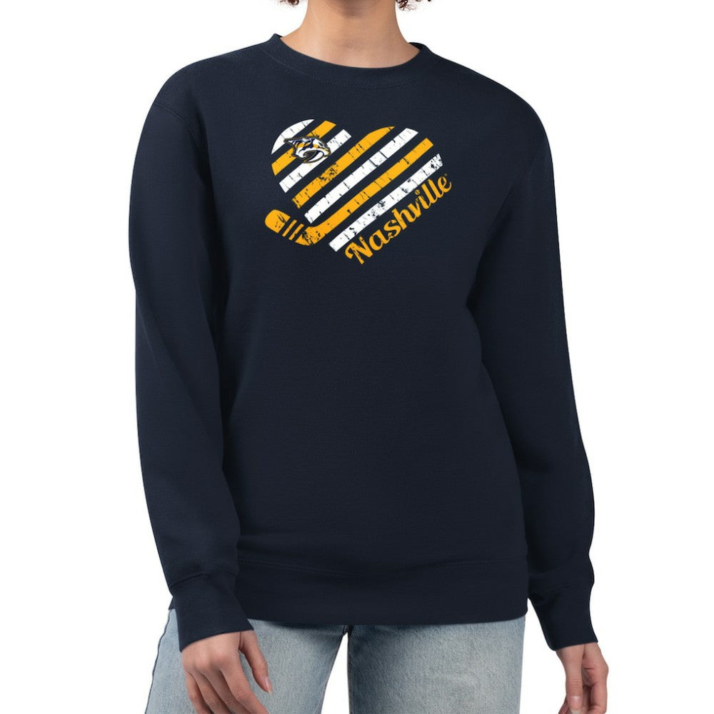 Nashville Predators G-III 4Her by Carl Banks Women's Heart Graphic Pullover Sweatshirt - Navy - NHL
