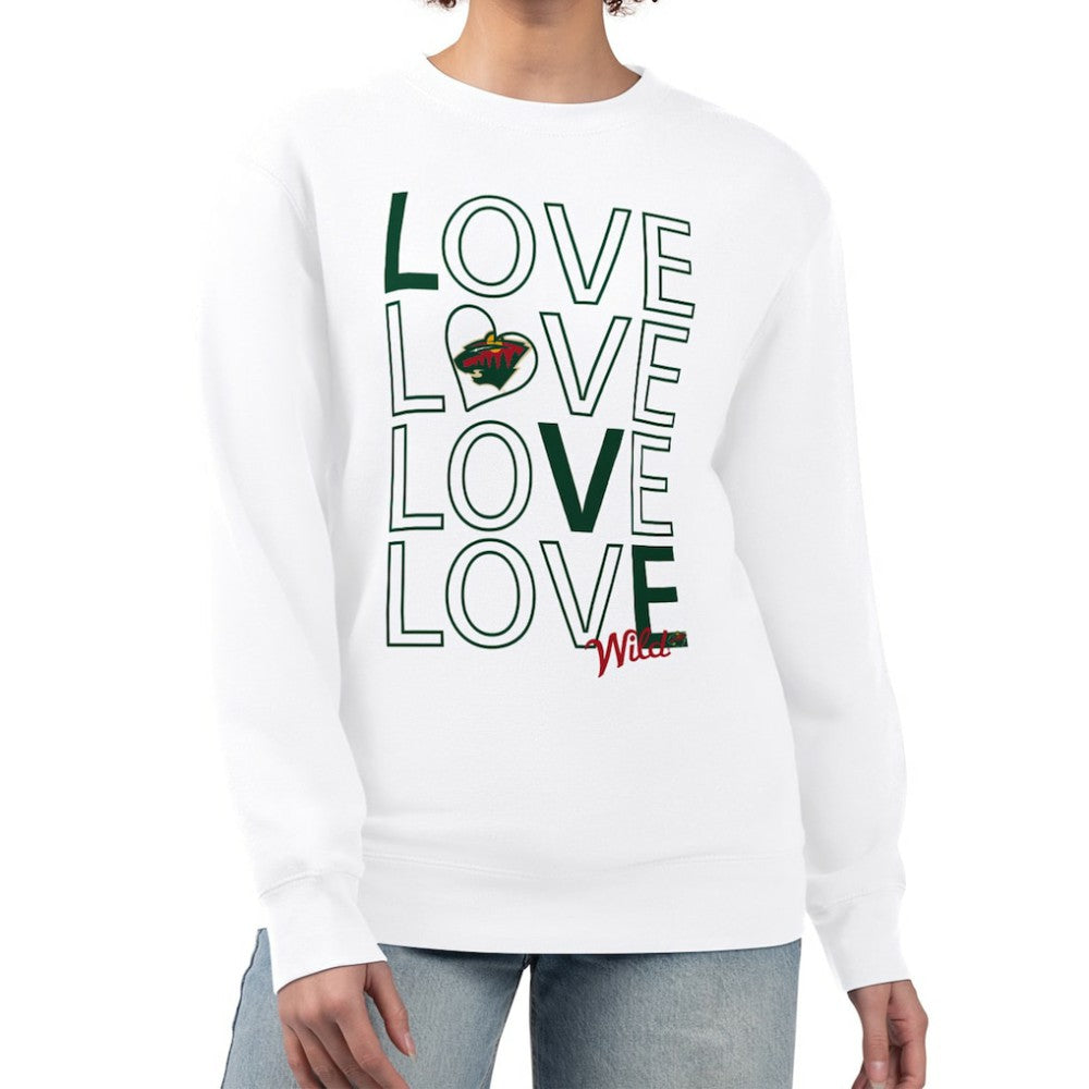 Minnesota Wild G-III 4Her by Carl Banks Women's Lots Of Love Team Logo Graphic Pullover Sweatshirt - White - NHL