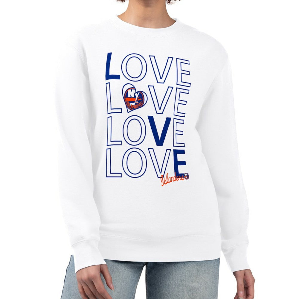 New York Islanders G-III 4Her by Carl Banks Women's Lots Of Love Team Logo Graphic Pullover Sweatshirt - White - NHL