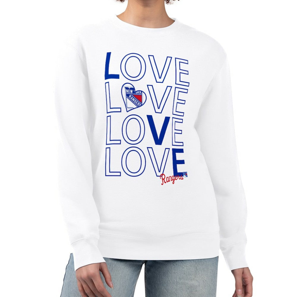 New York Rangers G-III 4Her by Carl Banks Women's Lots Of Love Team Logo Graphic Pullover Sweatshirt - White - NHL