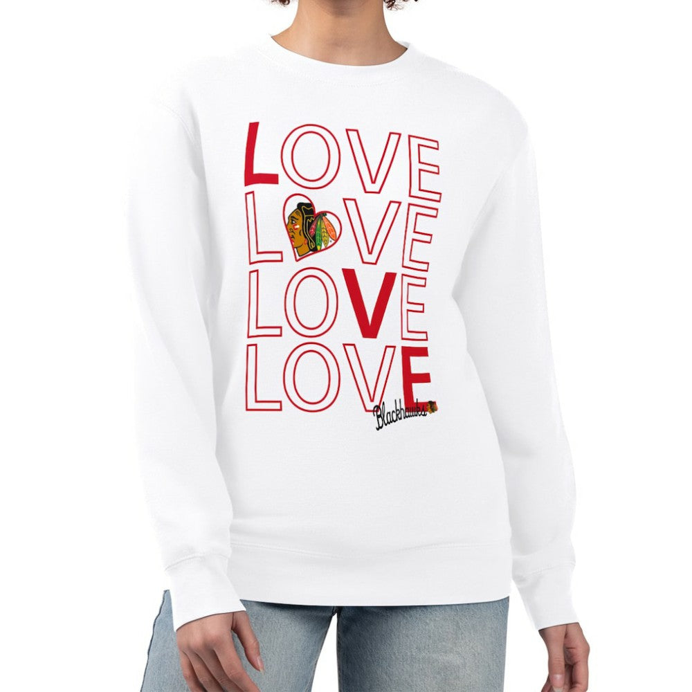 Chicago Blackhawks G-III 4Her by Carl Banks Women's Lots Of Love Team Logo Graphic Pullover Sweatshirt - White - NHL