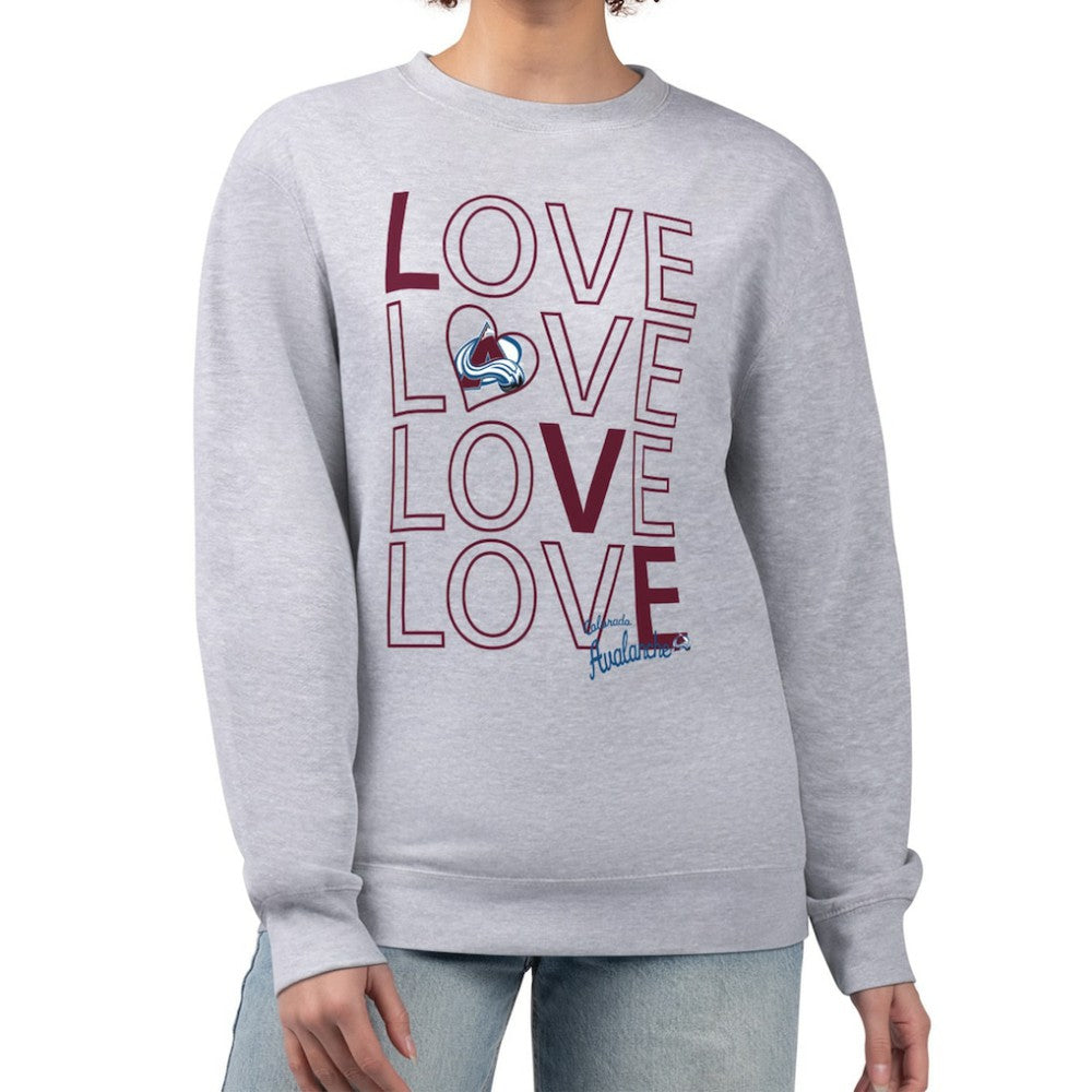 Colorado Avalanche G-III 4Her by Carl Banks Women's Lots Of Love Team Logo Graphic Pullover Sweatshirt - Heather Gray - NHL