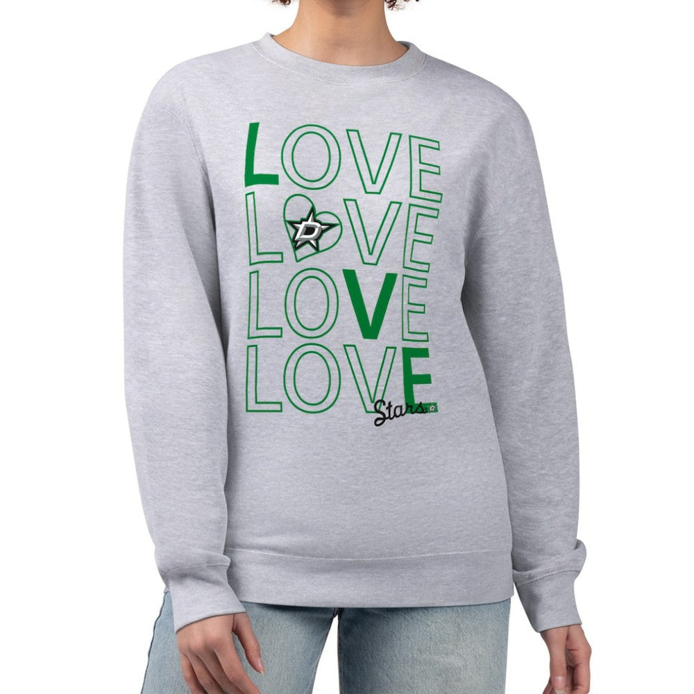 Dallas Stars G-III 4Her by Carl Banks Women's Lots Of Love Team Logo Graphic Pullover Sweatshirt - Heather Gray - NHL