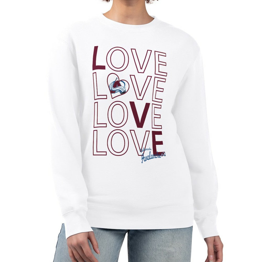 Colorado Avalanche G-III 4Her by Carl Banks Women's Lots Of Love Team Logo Graphic Pullover Sweatshirt - White - NHL