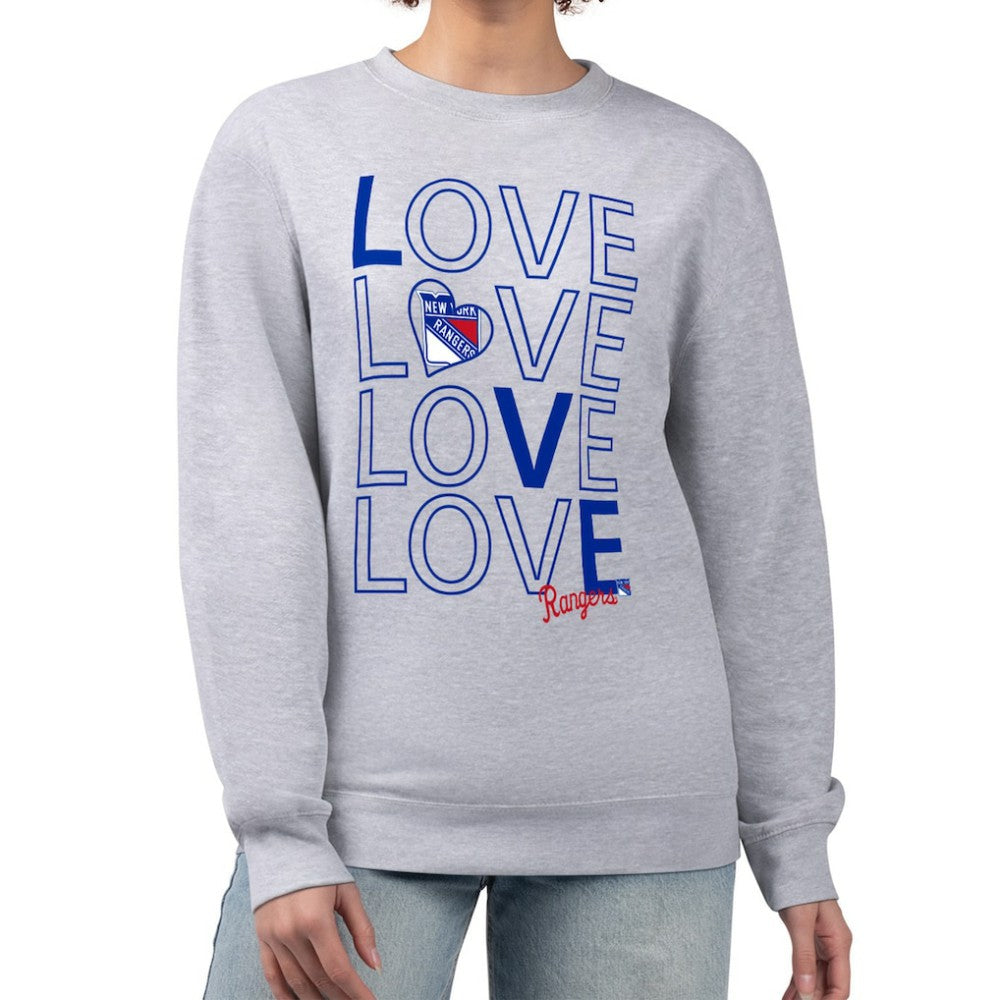 New York Rangers G-III 4Her by Carl Banks Women's Lots Of Love Team Logo Graphic Pullover Sweatshirt - Heather Gray - NHL