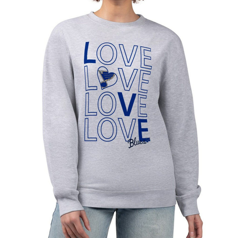 St. Louis Blues G-III 4Her by Carl Banks Women's Lots Of Love Team Logo Graphic Pullover Sweatshirt - Heather Gray - NHL