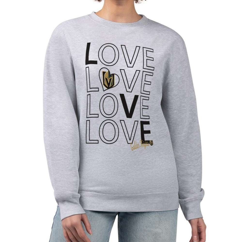 Vegas Golden Knights G-III 4Her by Carl Banks Women's Lots Of Love Team Logo Graphic Pullover Sweatshirt - Heather Gray - NHL