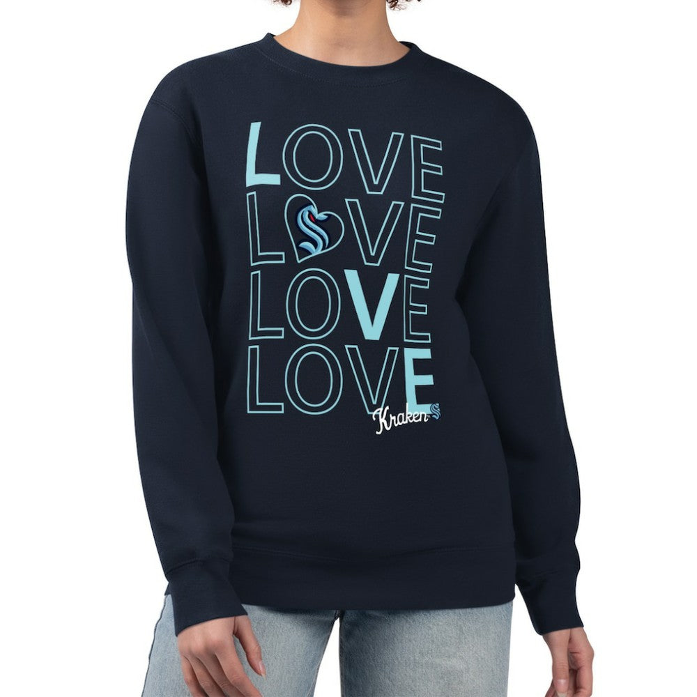 Seattle Kraken G-III 4Her by Carl Banks Women's Lots Of Love Team Logo Graphic Pullover Sweatshirt - Deep Sea Blue - NHL