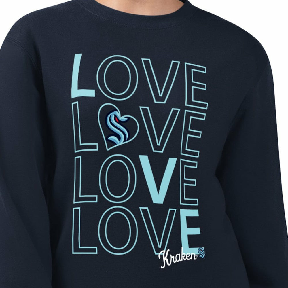 Seattle Kraken G-III 4Her by Carl Banks Women's Lots Of Love Team Logo Graphic Pullover Sweatshirt - Deep Sea Blue - NHL