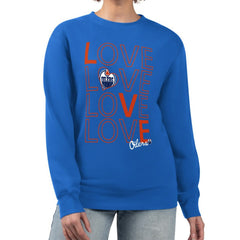 Edmonton Oilers G-III 4Her by Carl Banks Women's Lots Of Love Team Logo Graphic Pullover Sweatshirt - Royal - NHL