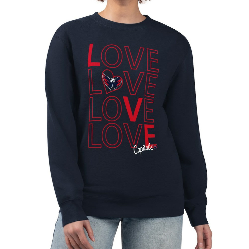 Washington Capitals G-III 4Her by Carl Banks Women's Lots Of Love Team Logo Graphic Pullover Sweatshirt - Navy - NHL