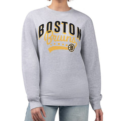 Boston Bruins G-III 4Her by Carl Banks Women's Filigree Team Graphic Fleece Pullover Sweatshirt - Heather Gray - NHL