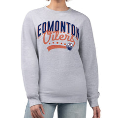 Edmonton Oilers G-III 4Her by Carl Banks Women's Filigree Team Graphic Fleece Pullover Sweatshirt - Heather Gray - NHL