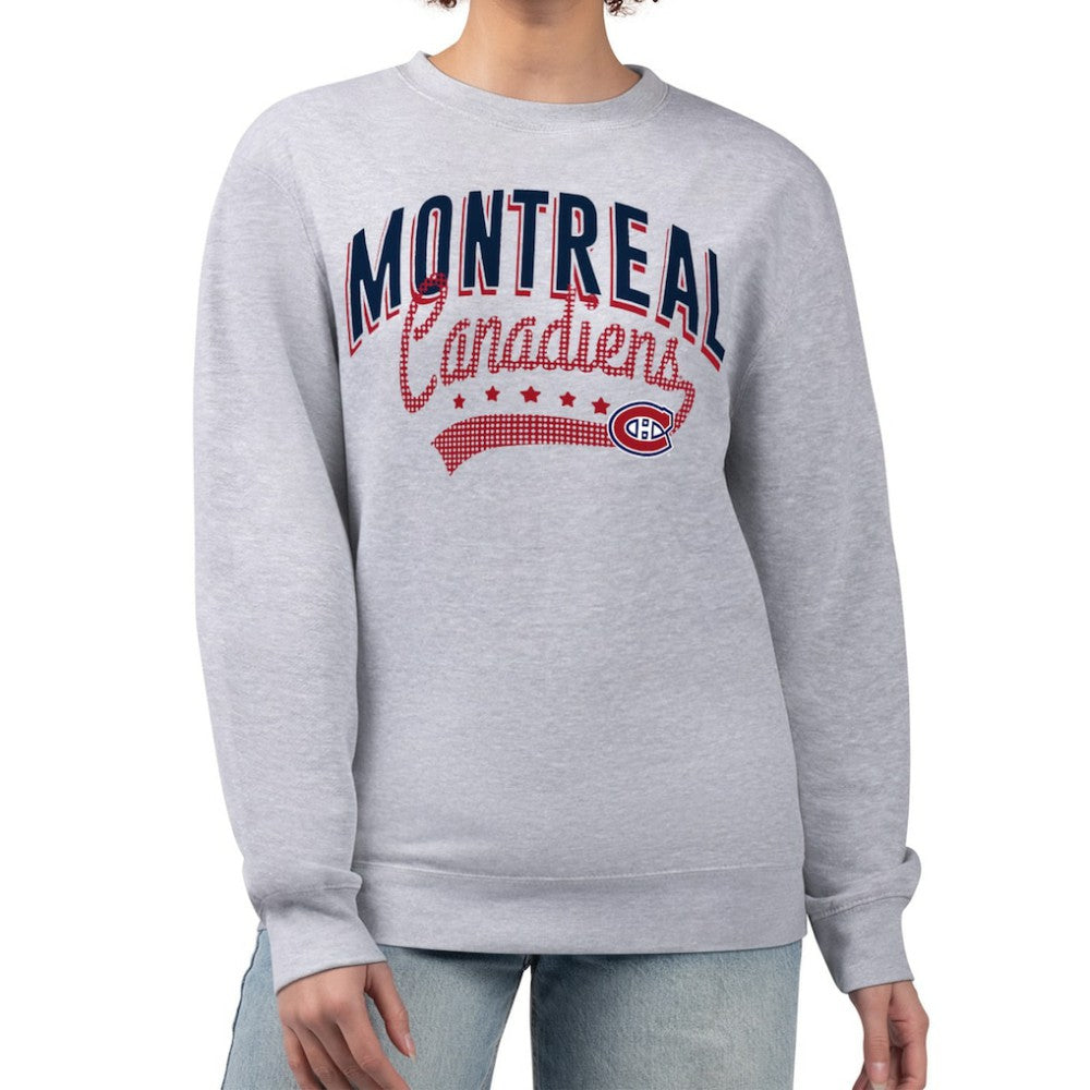 Montreal Canadiens G-III 4Her by Carl Banks Women's Filigree Team Graphic Fleece Pullover Sweatshirt - Heather Gray - NHL