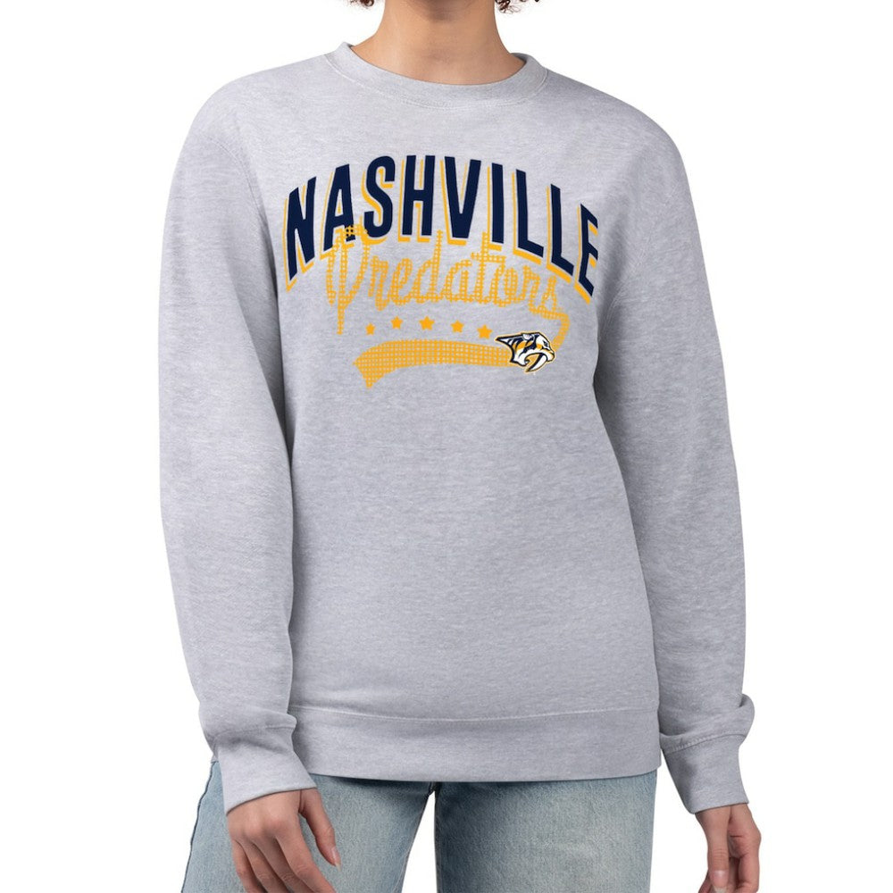 Nashville Predators G-III 4Her by Carl Banks Women's Filigree Team Graphic Fleece Pullover Sweatshirt - Heather Gray - NHL