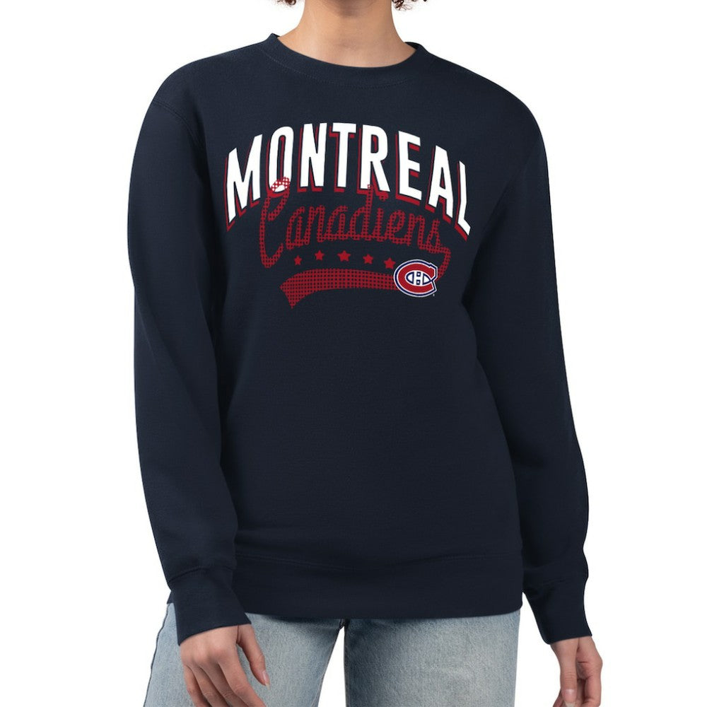 Montreal Canadiens G-III 4Her by Carl Banks Women's Filigree Team Graphic Fleece Pullover Sweatshirt - Navy - NHL