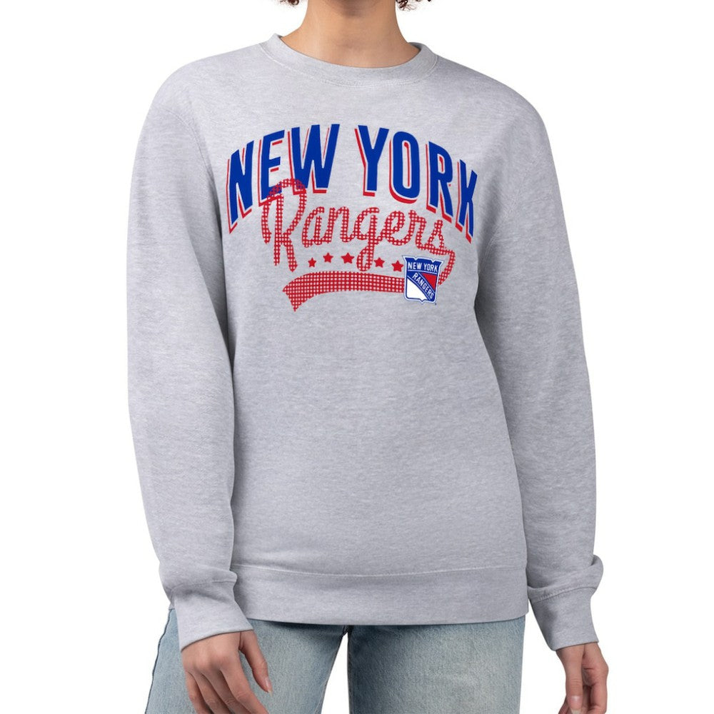 New York Rangers G-III 4Her by Carl Banks Women's Filigree Team Graphic Fleece Pullover Sweatshirt - Heather Gray - NHL