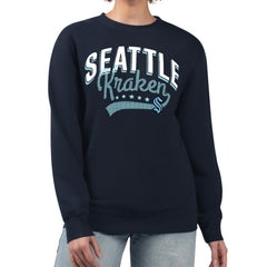 Seattle Kraken G-III 4Her by Carl Banks Women's Filigree Team Graphic Fleece Pullover Sweatshirt - Deep Sea Blue - NHL