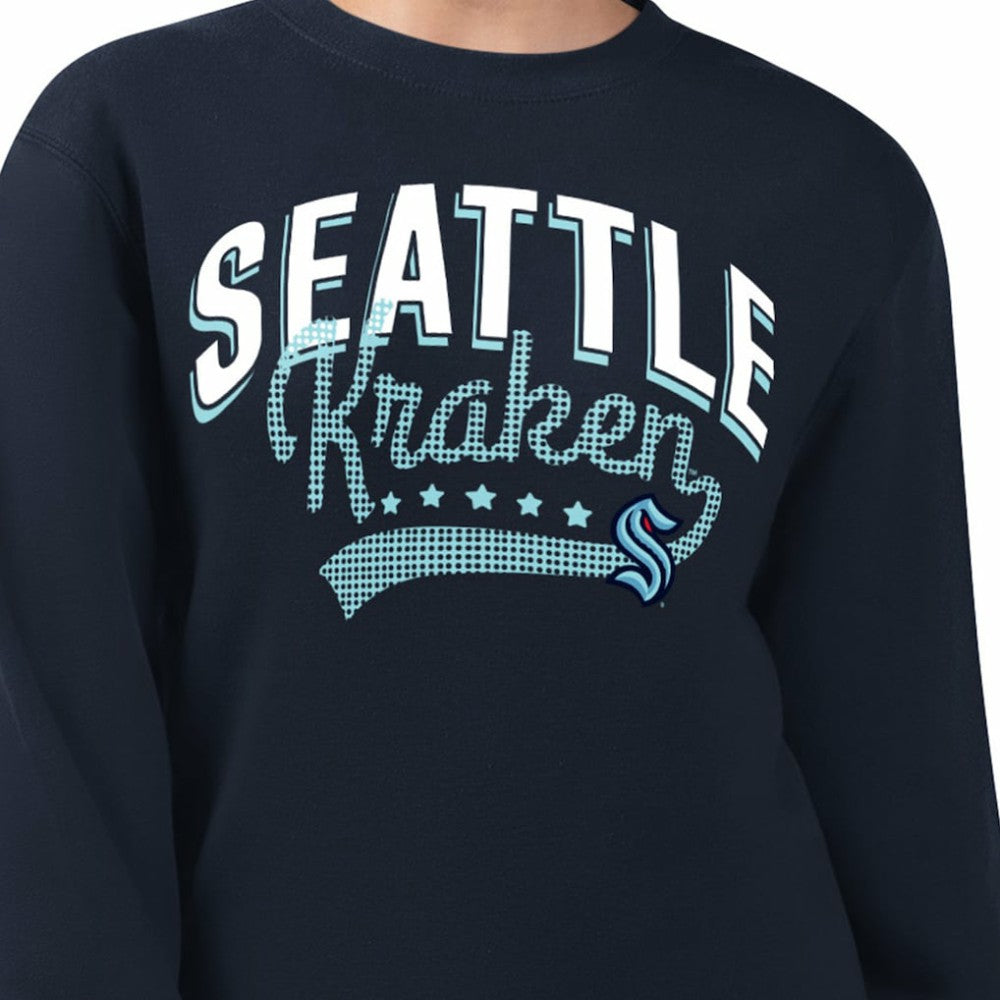 Seattle Kraken G-III 4Her by Carl Banks Women's Filigree Team Graphic Fleece Pullover Sweatshirt - Deep Sea Blue - NHL