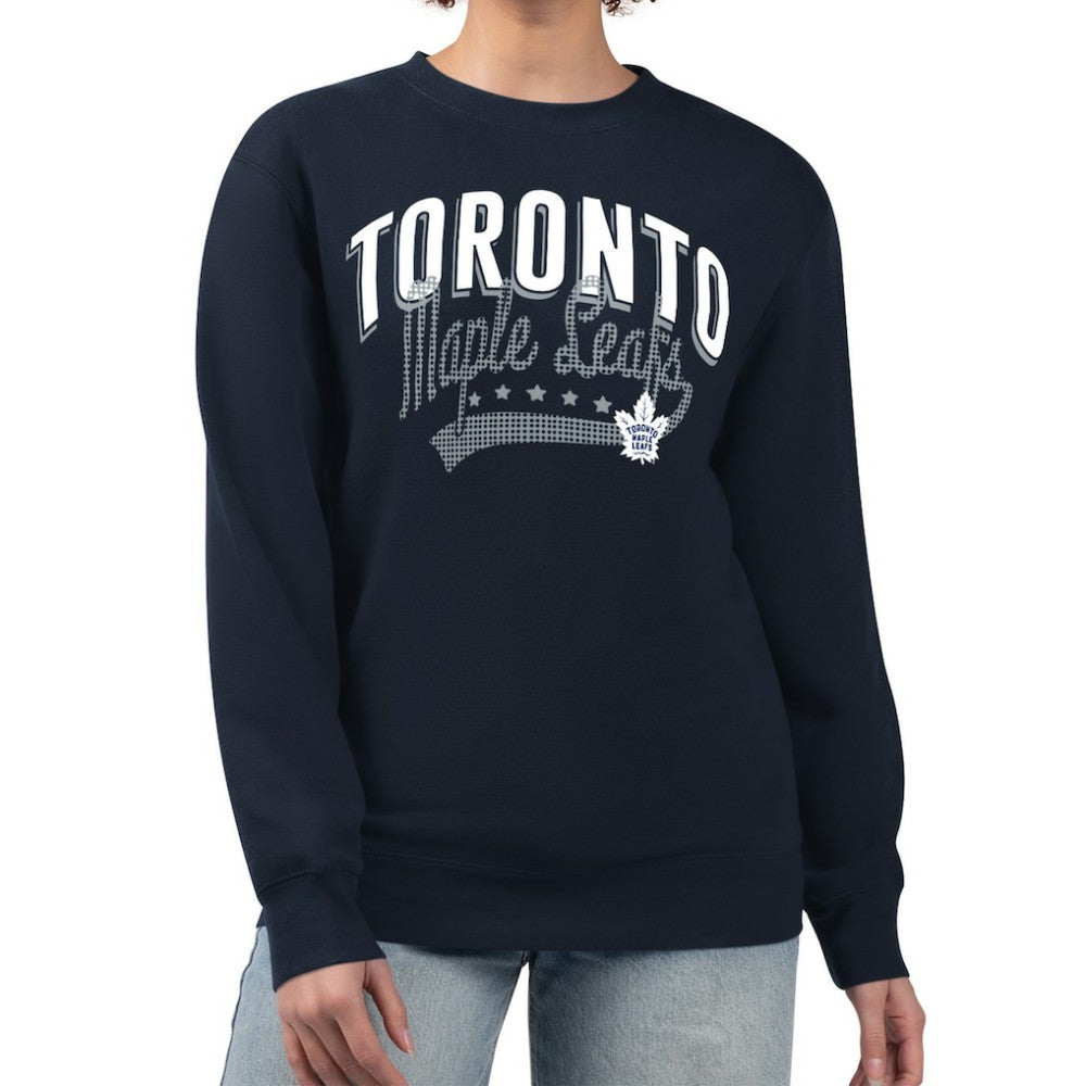 Toronto Maple Leafs G-III 4Her by Carl Banks Women's Filigree Team Graphic Fleece Pullover Sweatshirt - Navy - NHL