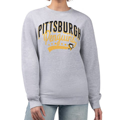Pittsburgh Penguins G-III 4Her by Carl Banks Women's Filigree Team Graphic Fleece Pullover Sweatshirt - Heather Gray - NHL