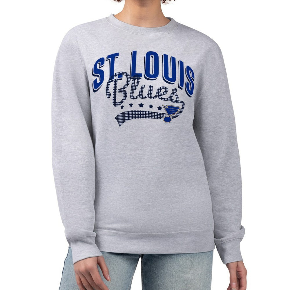 St. Louis Blues G-III 4Her by Carl Banks Women's Filigree Team Graphic Fleece Pullover Sweatshirt - Heather Gray - NHL