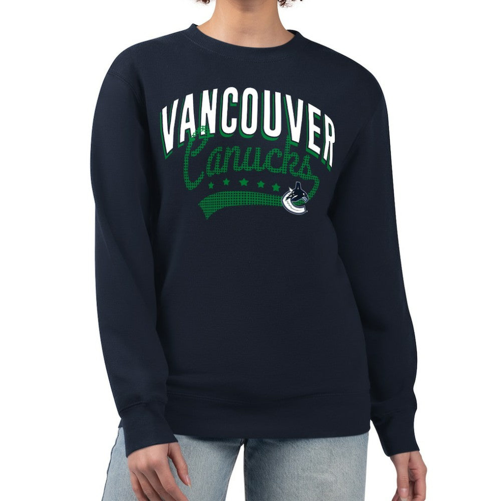 Vancouver Canucks G-III 4Her by Carl Banks Women's Filigree Team Graphic Fleece Pullover Sweatshirt - Navy - NHL