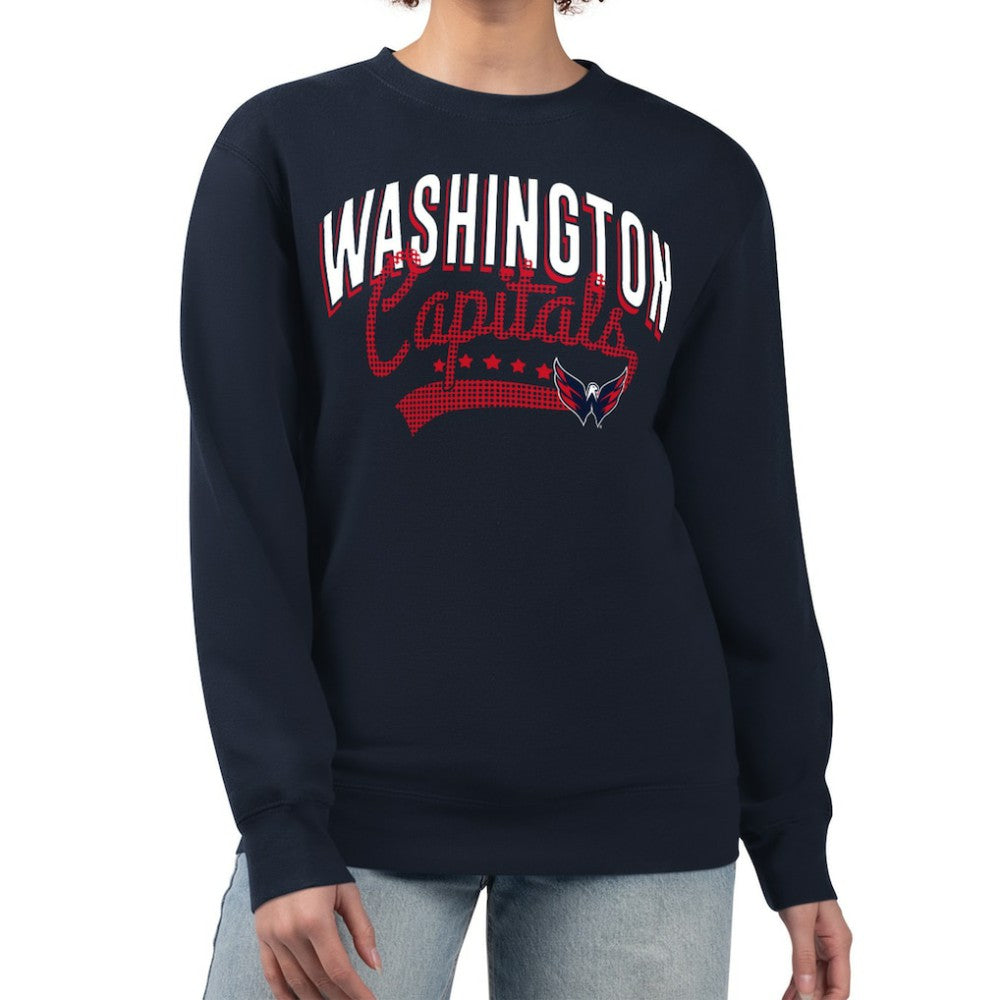 Washington Capitals G-III 4Her by Carl Banks Women's Filigree Team Graphic Fleece Pullover Sweatshirt - Navy - NHL