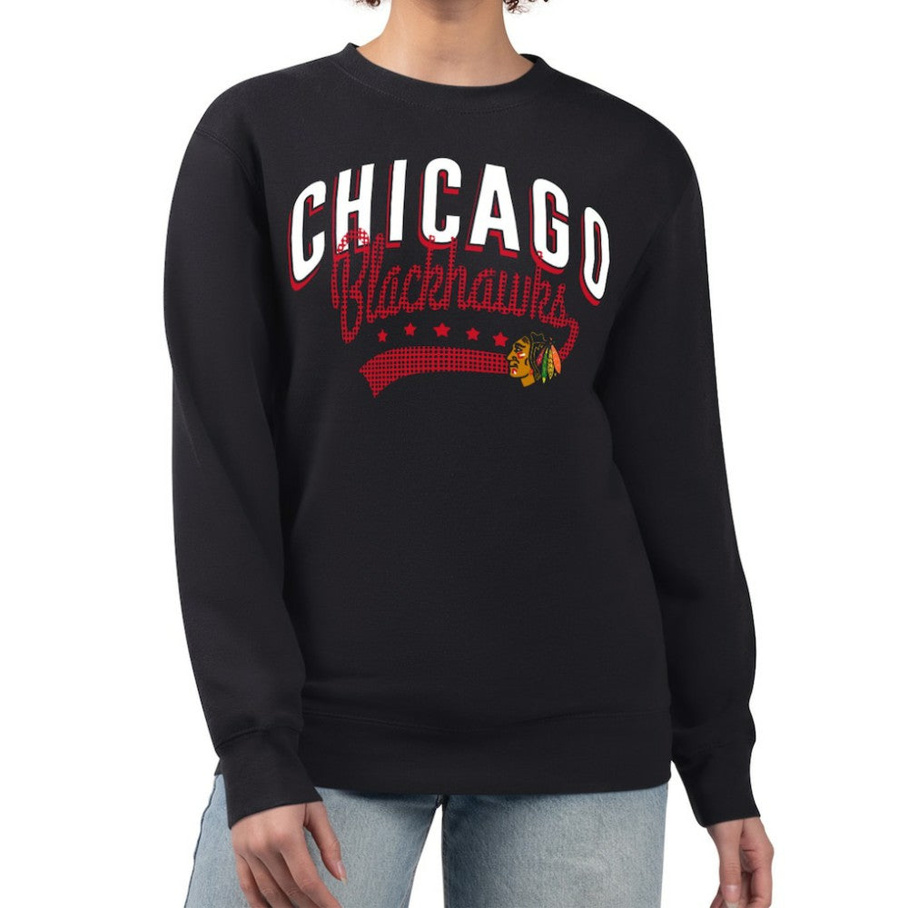 Chicago Blackhawks G-III 4Her by Carl Banks Women's Filigree Team Graphic Fleece Pullover Sweatshirt - Black - NHL