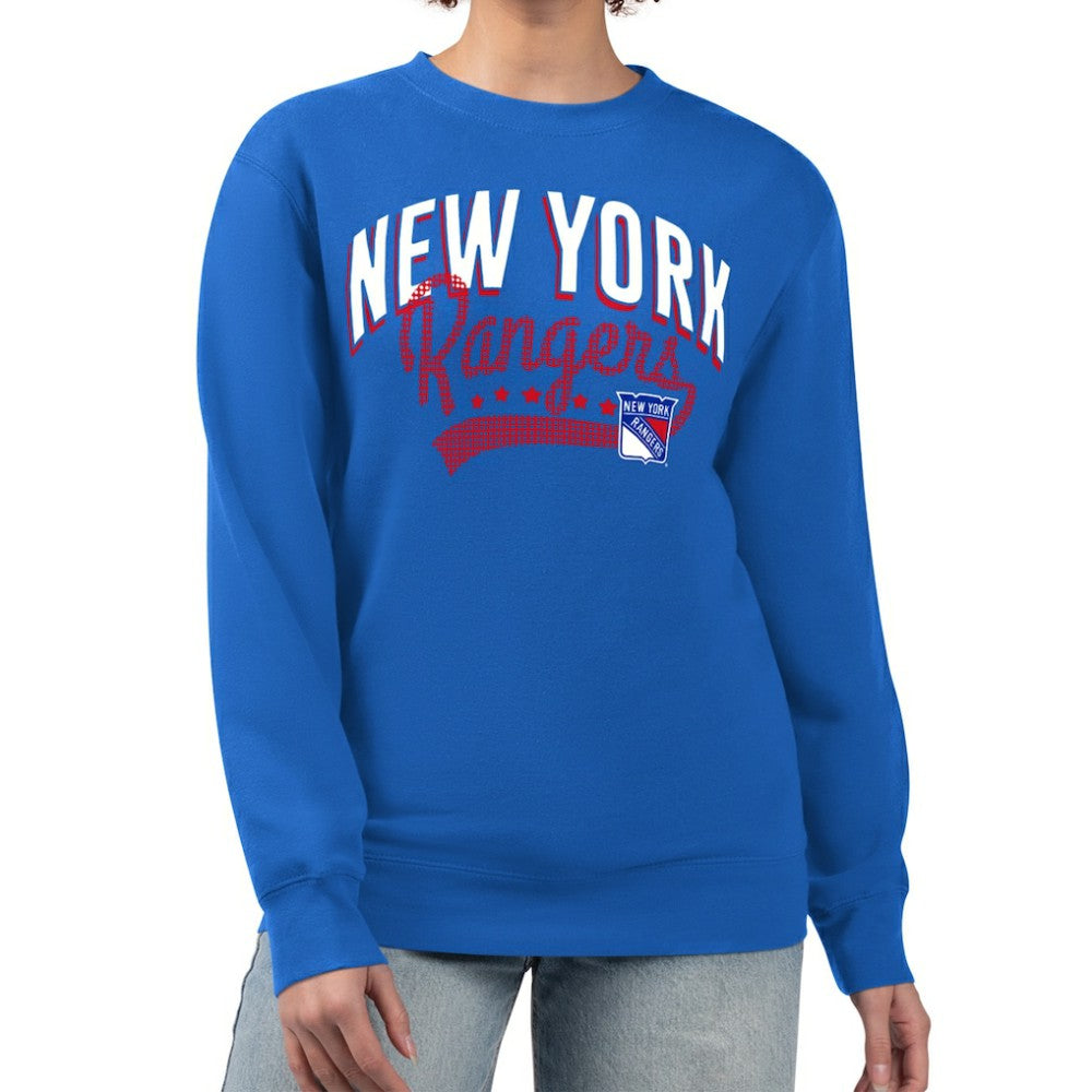 New York Rangers G-III 4Her by Carl Banks Women's Filigree Team Graphic Fleece Pullover Sweatshirt - Blue - NHL
