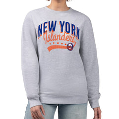 New York Islanders G-III 4Her by Carl Banks Women's Filigree Team Graphic Fleece Pullover Sweatshirt - Heather Gray - NHL
