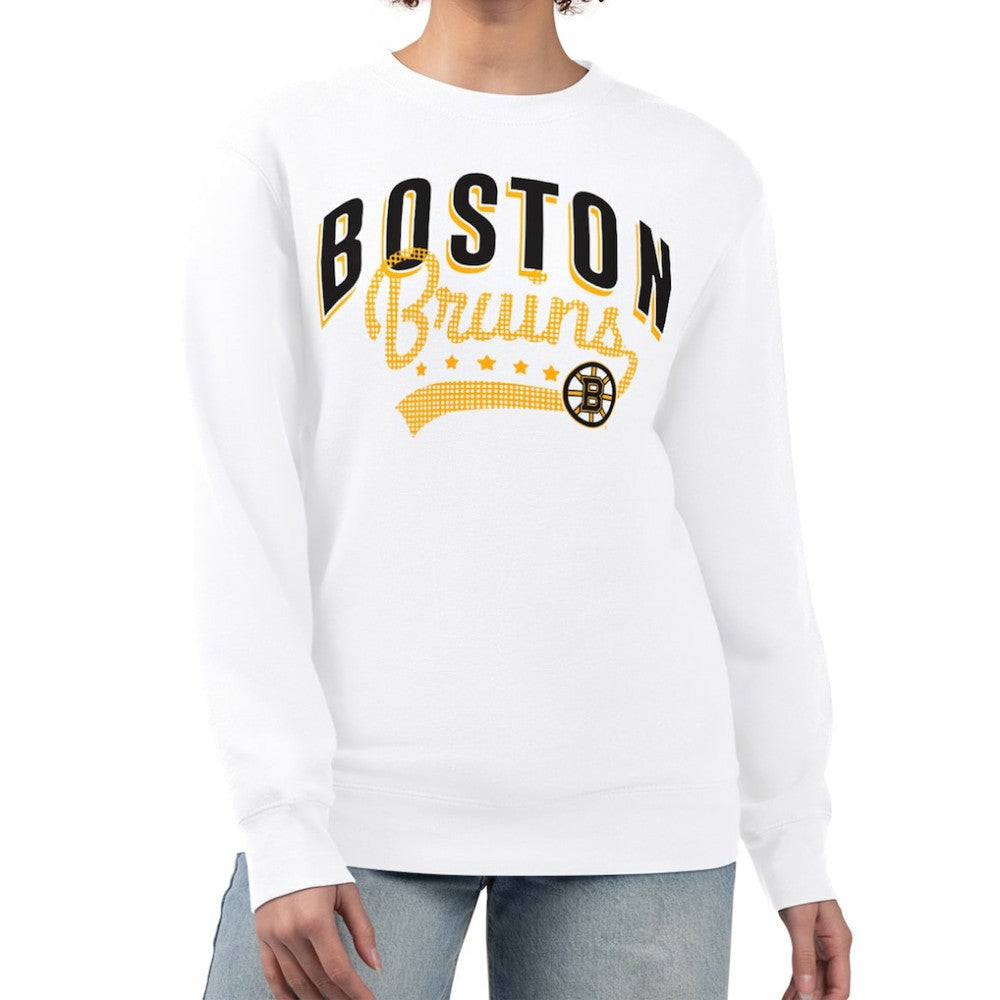 Boston Bruins G-III 4Her by Carl Banks Women's Filigree Team Graphic Fleece Pullover Sweatshirt - White - NHL