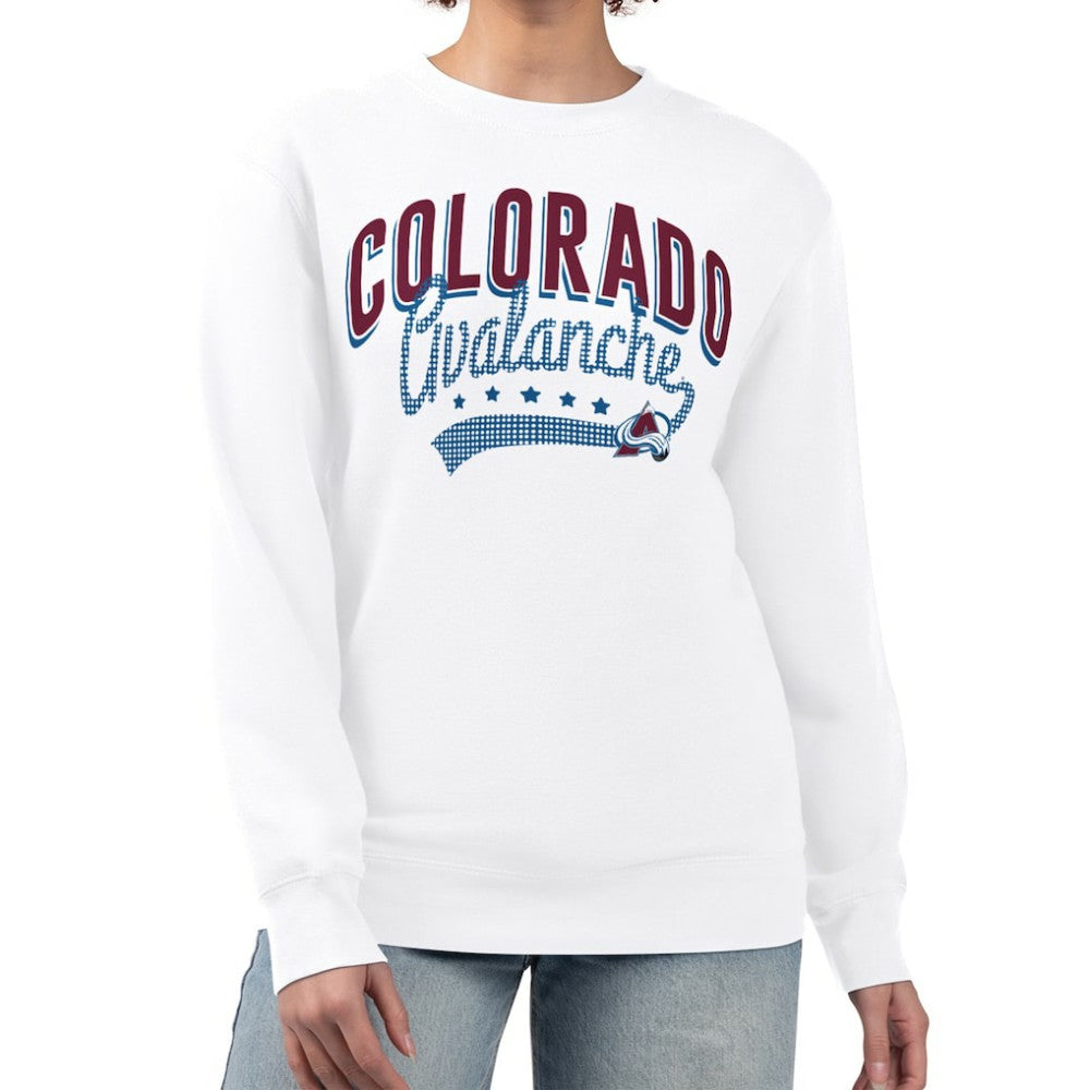 Colorado Avalanche G-III 4Her by Carl Banks Women's Filigree Team Graphic Fleece Pullover Sweatshirt - White - NHL