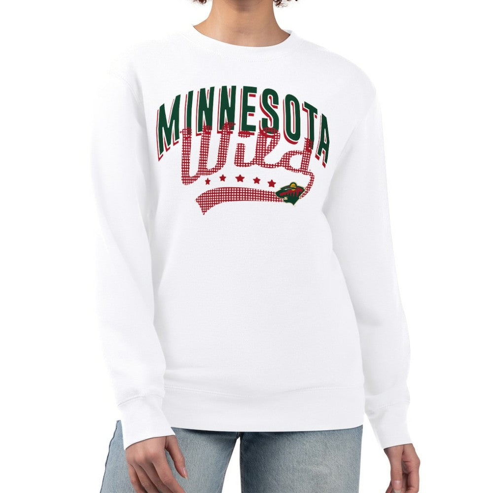 Minnesota Wild G-III 4Her by Carl Banks Women's Filigree Team Graphic Fleece Pullover Sweatshirt - White - NHL