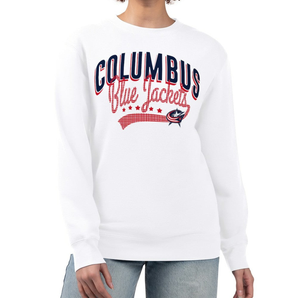 Columbus Blue Jackets G-III 4Her by Carl Banks Women's Filigree Team Graphic Fleece Pullover Sweatshirt - White - NHL