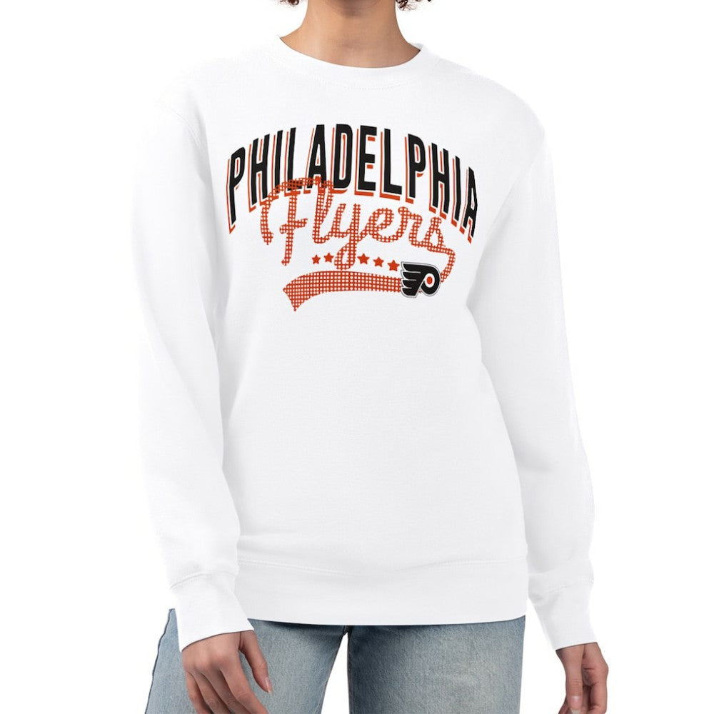 Philadelphia Flyers G-III 4Her by Carl Banks Women's Filigree Team Graphic Fleece Pullover Sweatshirt - White - NHL