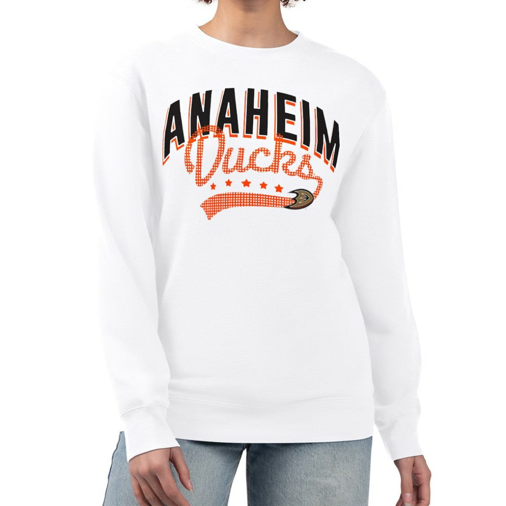 Anaheim Ducks G-III 4Her by Carl Banks Women's Filigree Team Graphic Fleece Pullover Sweatshirt - White - NHL