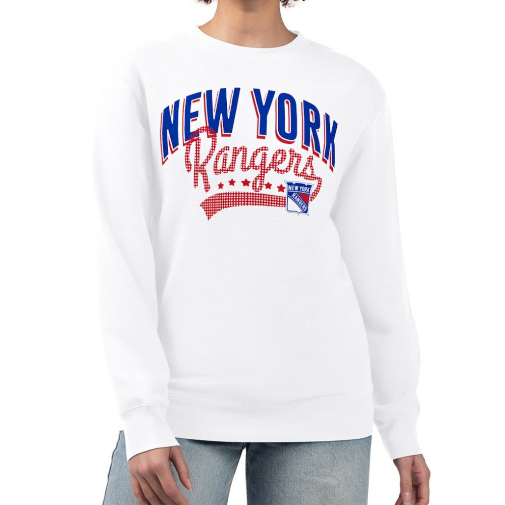 New York Rangers G-III 4Her by Carl Banks Women's Filigree Team Graphic Fleece Pullover Sweatshirt - White - NHL