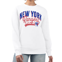 New York Rangers G-III 4Her by Carl Banks Women's Filigree Team Graphic Fleece Pullover Sweatshirt - White - NHL