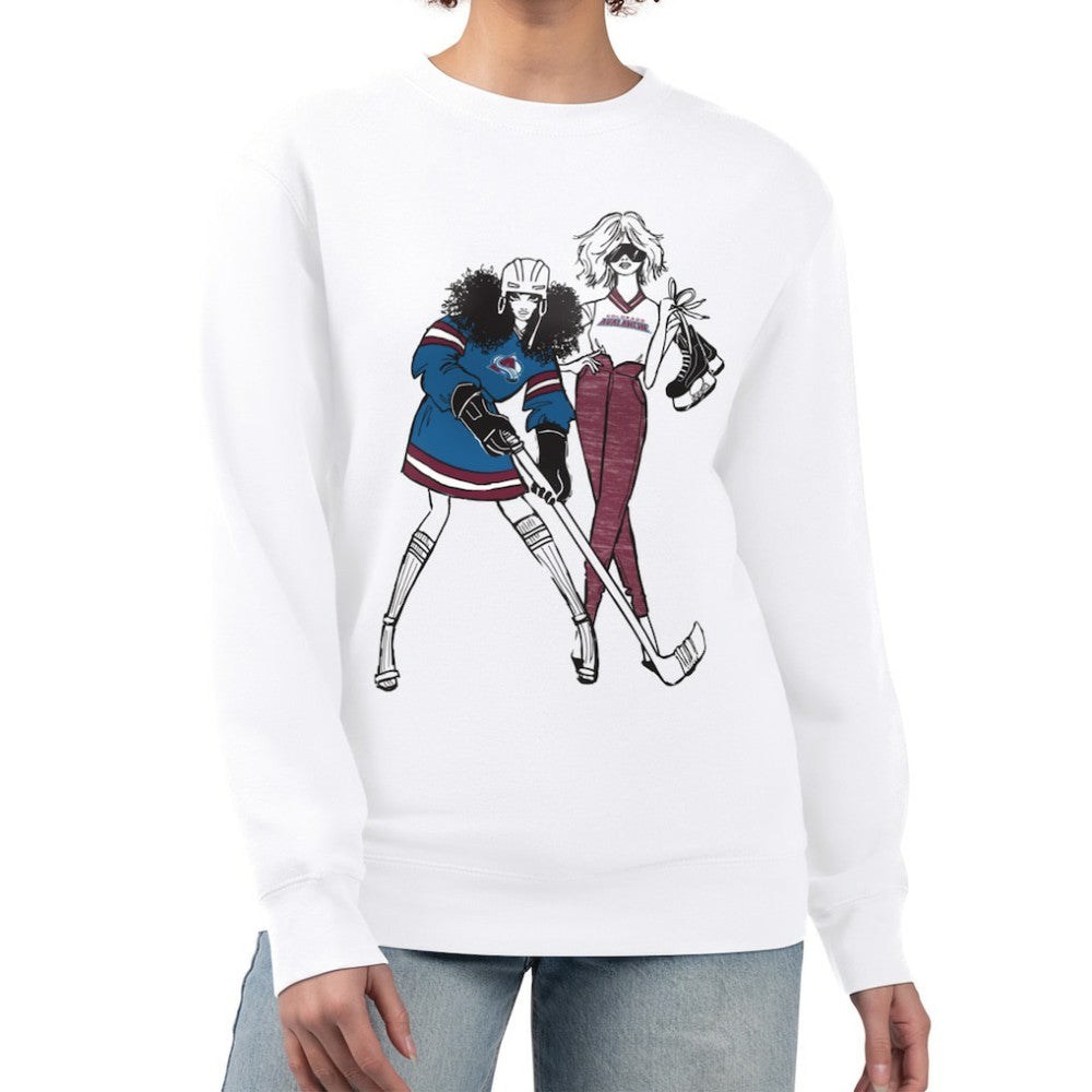 Colorado Avalanche G-III 4Her by Carl Banks Women's Hockey Girls Team Graphic Fleece Pullover Sweatshirt - White - NHL