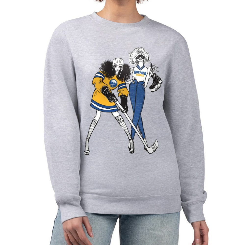 Buffalo Sabres G-III 4Her by Carl Banks Women's Hockey Girls Team Graphic Fleece Pullover Sweatshirt - Heather Gray - NHL