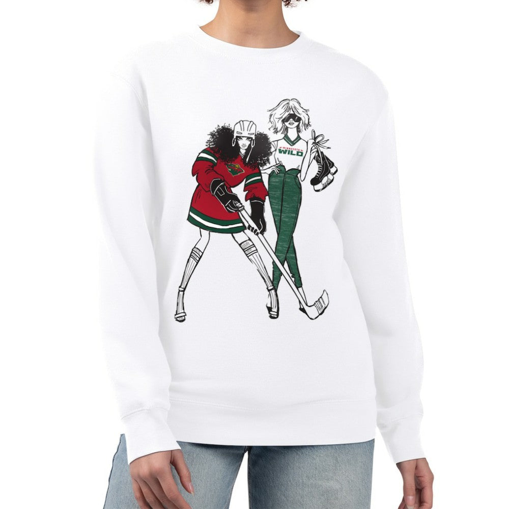Minnesota Wild G-III 4Her by Carl Banks Women's Hockey Girls Team Graphic Fleece Pullover Sweatshirt - White - NHL